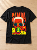 Camiseta Bezerra da Silva · preta, na bancada de madeira